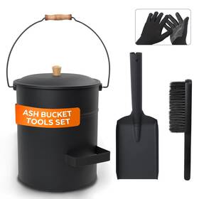 P0553uscy Kefiy 4 Gallon Ash Bucket With Lid And Shovel Metal Black