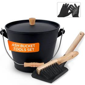 Ps553uscy Kefiy Small Ash Bucket With Lid And Shovel Metal Fireplace 1.3 Gallon
