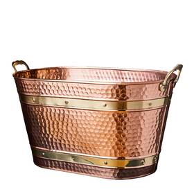 Gw86a09-11 Kings County Tools Copper Metal Tub With Sturdy Brass Handles 33 Quart Heavy Duty Basket