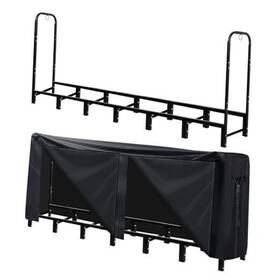 K91u454j95t0aa0n08 Lanhai 8ft Firewood Rack With Cover - Outdoor Use Ready Quick-access Zippered