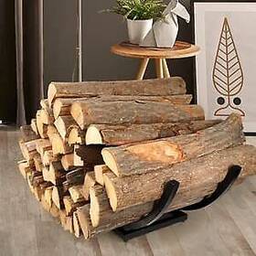 Lifyzoon 730637493769 Curved Firewood Rack Holder Heavy Duty Outdoor - Fireplace Black Log Storage