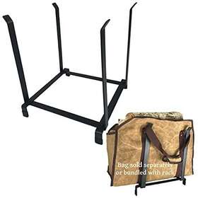 Livinwell 195893784394 Indoor Firewood Rack For Log Carrier Bag With Rubber Feet And Metal Holder
