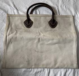 197273 Ll Bean #197273 Cotton Canvas Wood Carrier Tote