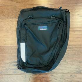 P024 Ll Bean Vtg Rare Large Black Nylon Garment Bike Carrier Bag Strap Rigid