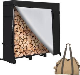Loeniy 313036468493 4ft Firewood Rack Outdoor With Waterproof Widened Cover Heavy Duty Hol
