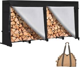 Loeniy 445054169199 8ft Firewood Rack Outdoor With Waterproof Widened Cover Heavy Duty Hol