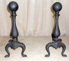 Log Iron Andirons Cast Holders Vintage Colonial Black Fireplace