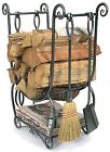 Log Rack Holder Fireplace Firewood Tool Wood Rustic Storage Fire Stove Set
