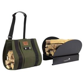 Logox 612520739270 Fireside Bundle Woodox Sling Ergonomic Firewood Carrier And Hearth Bin Firewoo