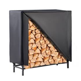 Tdflr481 Lugo Waterproof And Outdoor Firewood Rack With Cover 4ft - Black