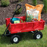 Lw-uc-combo-red Sunnydaze Decor Red Utility Cart With Folding Sides 815008024459