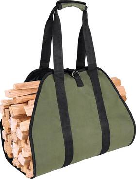 Marrywindix 445052125166 Firewood Carrier Waxed Canvas Fire Place Wood Carring Bag With Handl