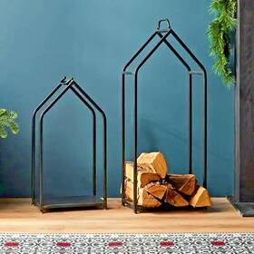 80679ds Melrose 2 Pc Set Firewood Holders Brown Black Iron Frame Traditional Decor 32 Inch H 44