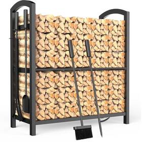 Meoligr 644097390387 Fireplace Tools Set Double-layer Firewood Rack Indoor Heavy-duty Wr
