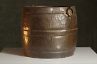Metal Fireplace Bin Hearth Log Unique Shaped Planter Brass Barrel Hammered