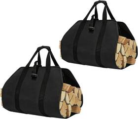 Mingchen 752844237974 2x Heavy Duty Canvas Log Carrier Tote Large Fire Wood Bag Durable Firewood Holde
