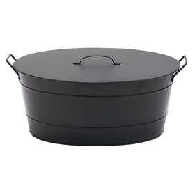 Minuteman International 719908909505 Black Oval Tub With Lid Wood Bin