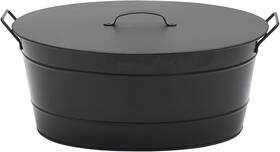 725-0003 Minuteman International Black Oval Tub With Lid Wood Bin