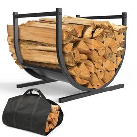 Mofeez 647535600512 Firewood Rack Log Holder Indoor With Wood Carrier -coated Steel Made Up-loa