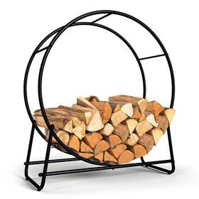 Mofeez 647535632988 Log Holder Firewood Rack Wood Storage Powdercoated Round Tubular Steel