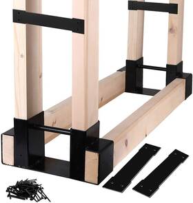Mofeez 726084501379 Outdoor Firewood Log Storage Rack Bracket Kit Fireplace Wood Hold