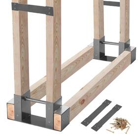 Mofeez 742484179451 Outdoor Firewood Log Storage Rack 2x4 Bracket Kit Fireplace Wood Holder