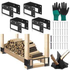 Hui-morningro-0807 Morningro 6 Pcs Firewood Rack Kit Kindling Splitter For Wood With Gloves And Screws Fir