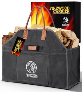 Mountain Grillers 060658260442 Heavy Duty Canvas Firewood Carrier - Features Reinforced Ha