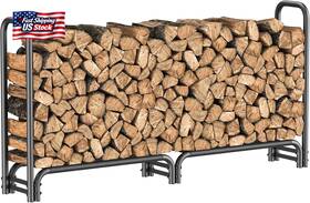 Mr Ironstone 726084872912 8ft Firewood Rack Outdoor With Fabric Mesh For Storing Logs Of Vari