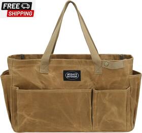 Mydays Outdoor 445050156100 Portable Garden Camping Tool Storage Bag Waxed Canvas Firewood Carrier Tote