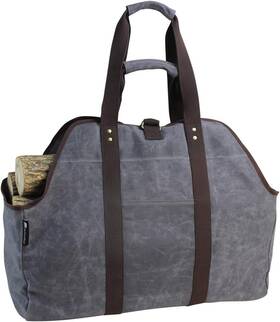 Myfireplacedirect 744759459503 Waxed Canvas Log Carrier Tote Bag Extra Large Durable Firewood Holder With Hand
