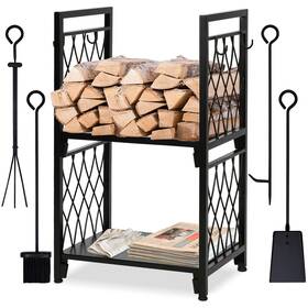 Myfireplacedirect 974074731211 Firewood Rack Heavy Duty Steel 13 Inch X 18 30.5 Black
