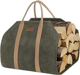 Myfireplacedirect 974074731471 Sturdy Waxed Canvas Firewood Log Carrier Durable Firepalcewood