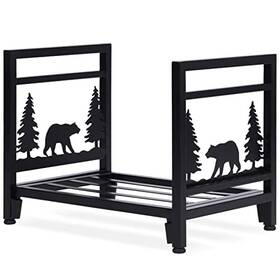 Myfireplacedirect 974074731815 Firewood Rack Heavy Duty Steel Black 19 X 13 14.8 In Perfect For Firepl