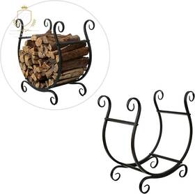 Mygift 744759380265 Black Metal Firewood Rack - Freestanding Log Storage Holder