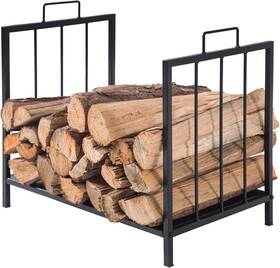 8541800396 Mygift Compact Firewood Rack Black Metal Fireplace Wood Log Or Kindling Holder