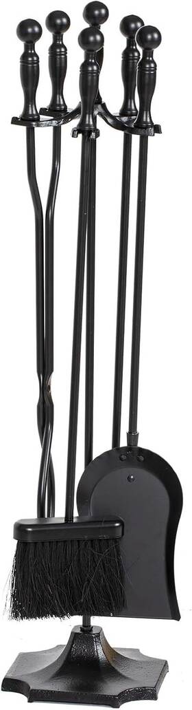 Usnl-p0032 Nalone 5 Pieces Fireplace Tools Set Heavy Duty Wrought Iron Black