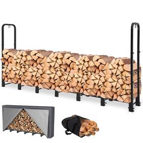 Neocozy 652401050230 8ft Firewood Rack Outdoor With Cover Heavy Duty Wood Holder Log Carrier