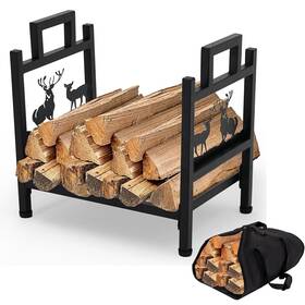 Neocozy 652401051206 Firewood Rack 17 Inch Holder With Canvas Log Carrier Small Storage Decorative