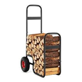 Nightcore 608564929548 Firewood Log Cart Carrier Outdoor And Indoor Steel Wood Rack Storage Mover Wit