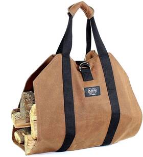Nut Hugger 850017824843 Firewood Carrier Log Tote Bag Waxed Canvas Wood Carrying Holder For Fire