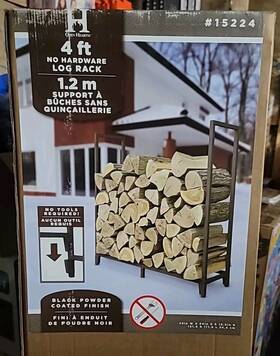 15224 Open Hearth Powder Coated Steel Deluxe Outdoor Log Rack 44 Inch H X 48 W 13.5 D
