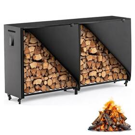 Organizelink 726852293109 8ft Firewood Rack Outdoor With Cover Heavy Duty Square Metal Wood Storage Lo