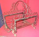 Ornate Vintage Kindling Holder Wood Fireplace Black Wrought Iron Log Metal