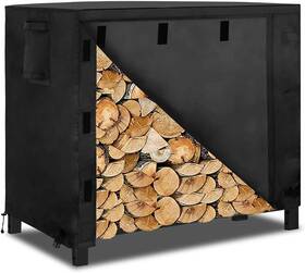 Dmu25-001 Outdoorlines Firewood Rack Cover Black 4ft 420d Oxford Fabric Waterproof Wi