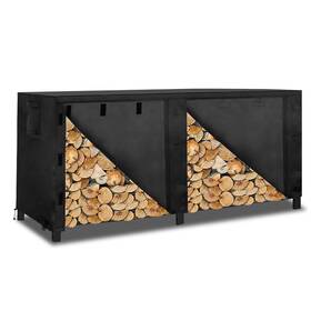 Dmu25-002 Outdoorlines Firewood Rack Cover - Waterproof Wood 8ft Log Storage Black 420