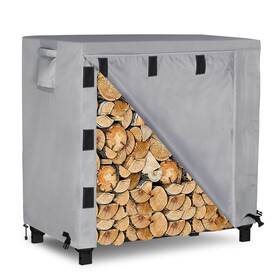 Dmu25-003 Outdoorlines Waterproof Firewood Rack Cover 4ft Grey 420d Oxford Fabric Fir
