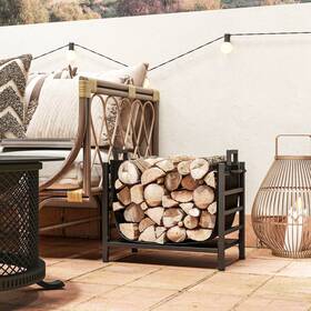 Us842-355v00bk0141 Outsunny Firewood Rack With Log Carrier Indoor Outdoor Wood Storage Holder