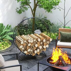 Us842-360v00bk0141 Outsunny 40 Inch Waterproof Firewood Rack With Cover Outdoor Indoor Log