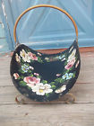 Painted Vintage Feet Fireplace Brass Log Holder Black Handle Tole